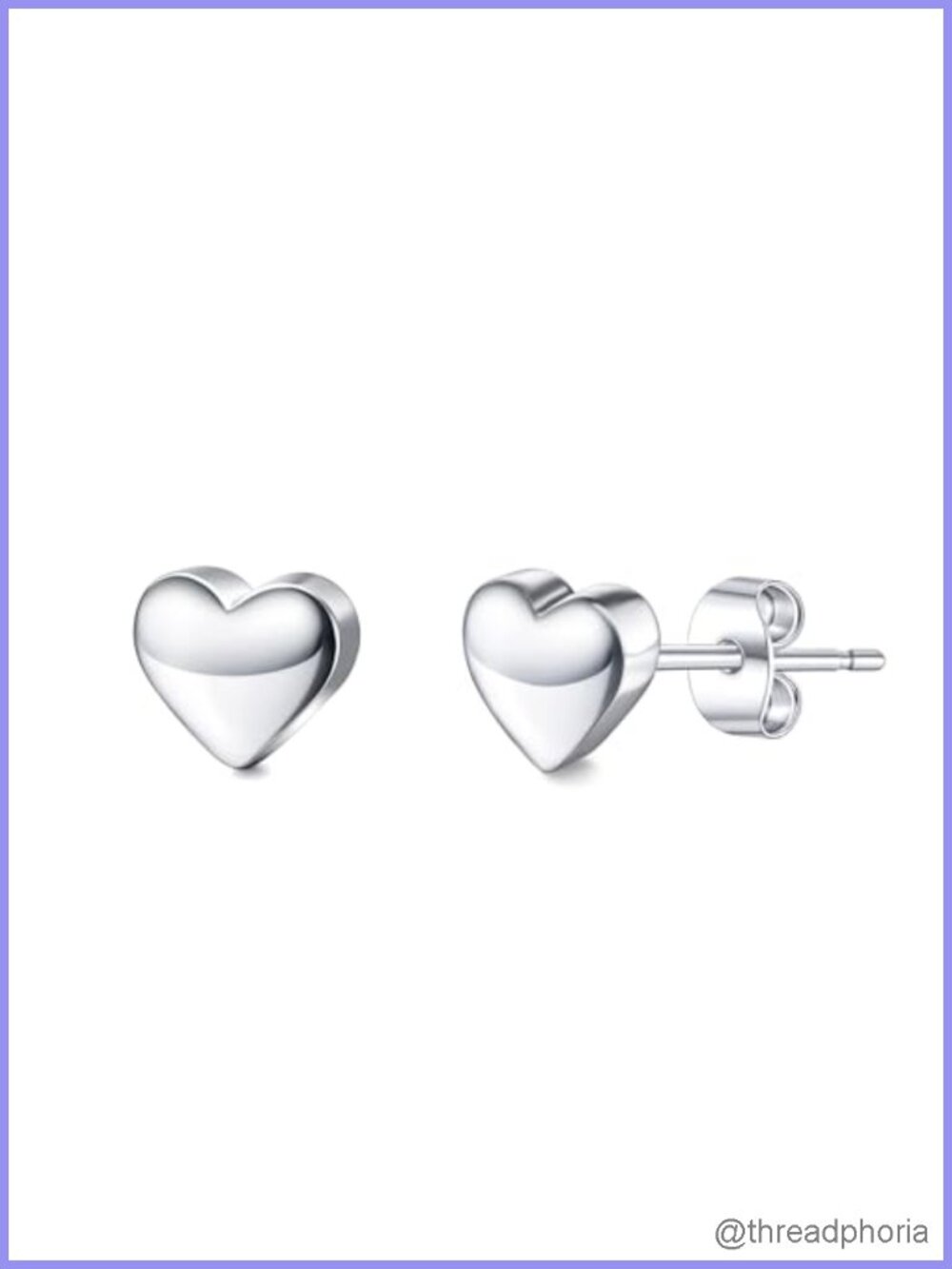 925 Sterling Silver Heart Stud Earrings Hypoallergenic Simple Dainty